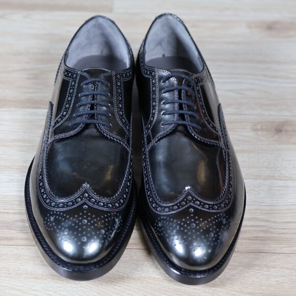 Robert Clergerie Shoes Mens Size 9 Silver Derby Long Wing Leather Brogue France - Picture 3 of 8